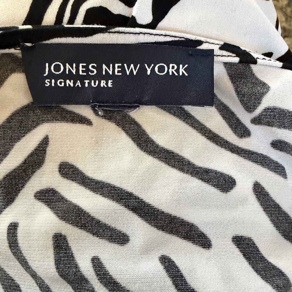 Jones New York Top Black/white Missing Size Tag See Descrip 3/4 Sleeve Tie Side - Picture 6 of 7